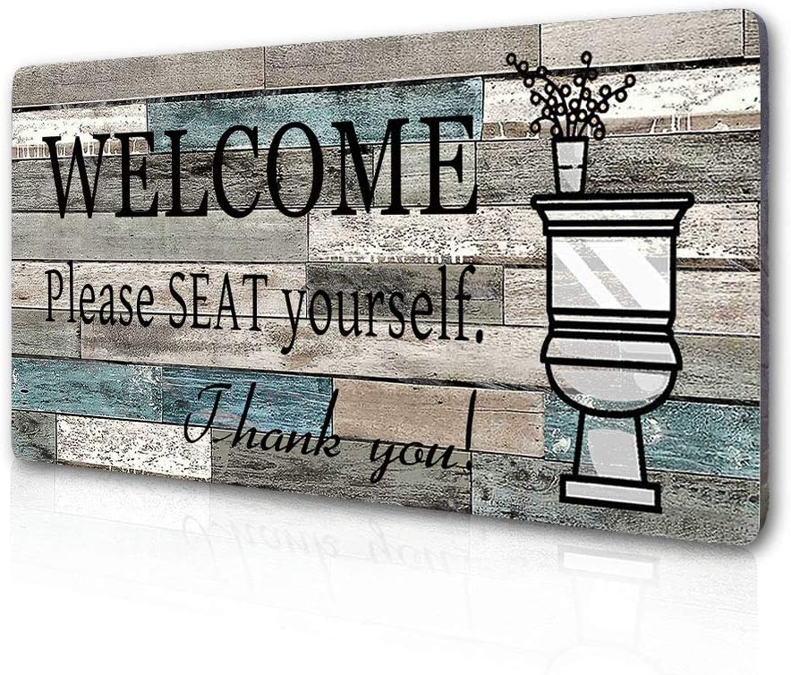 Smarten Arts Funny Bathroom Wall Decor Sign Farmhouse Rustic Bathroom Decorations Wall Art 16" by 8" Please Seat Yourself Large Wood Plaque Wall Hanging Sign