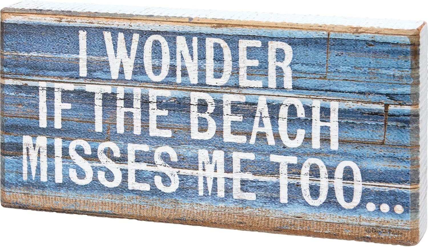 Primitives by Kathy Wonder if The Beach Misses Me Too Block Home Dcor Sign, Multicolor