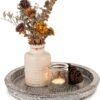 Romadedi Rustic Wooden Tray Candle Holder - Small Decorative Plate Pillar Candle Tray Wood for Farmhouse Dinning Table Kitchen Countertop Coffee Table Organizer Home Decor, Washedwhite,11inch