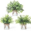 SOMYTING Fake Plants 3 Packs Potted Artificial Plants Fake Greenery in Galvanized Metal Pots Faux Plants in Pots for Shelf Table Centerpiece Office Farmhouse Home Decor