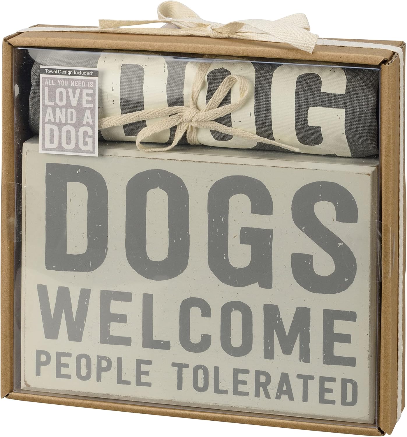 Primitives by Kathy Dogs Welcome People Tolerated; All You Need is Love and A Dog Home Dcor Gift Set
