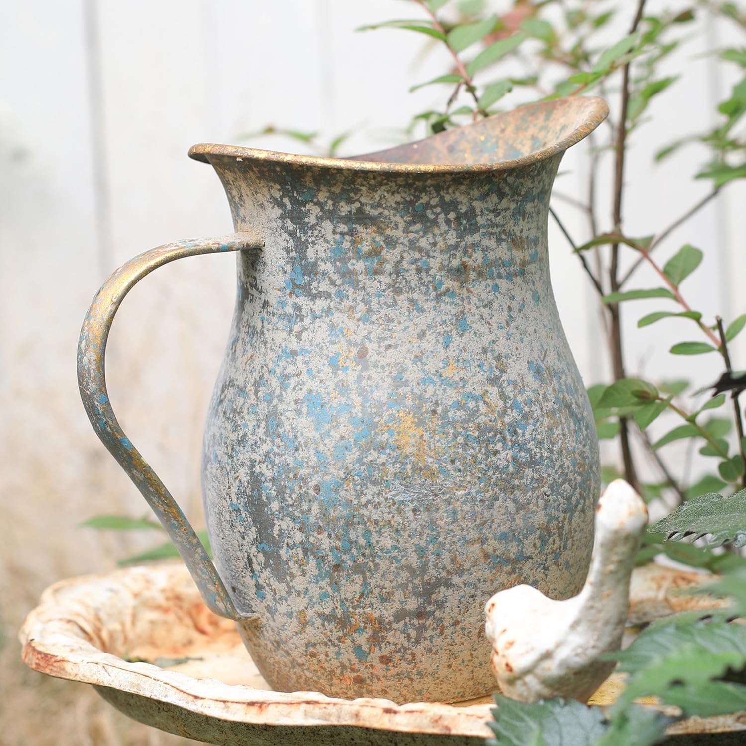 BIG FORTUNE Vintage Metal Flower Vase Milk Jug Vase Small Vases for Flowers Rustic Vase Vintage Decorative Pitcher Metal Rustic Vase Kitchen Decorations Metal Vases for Decor Rustic Milk Jug Decor