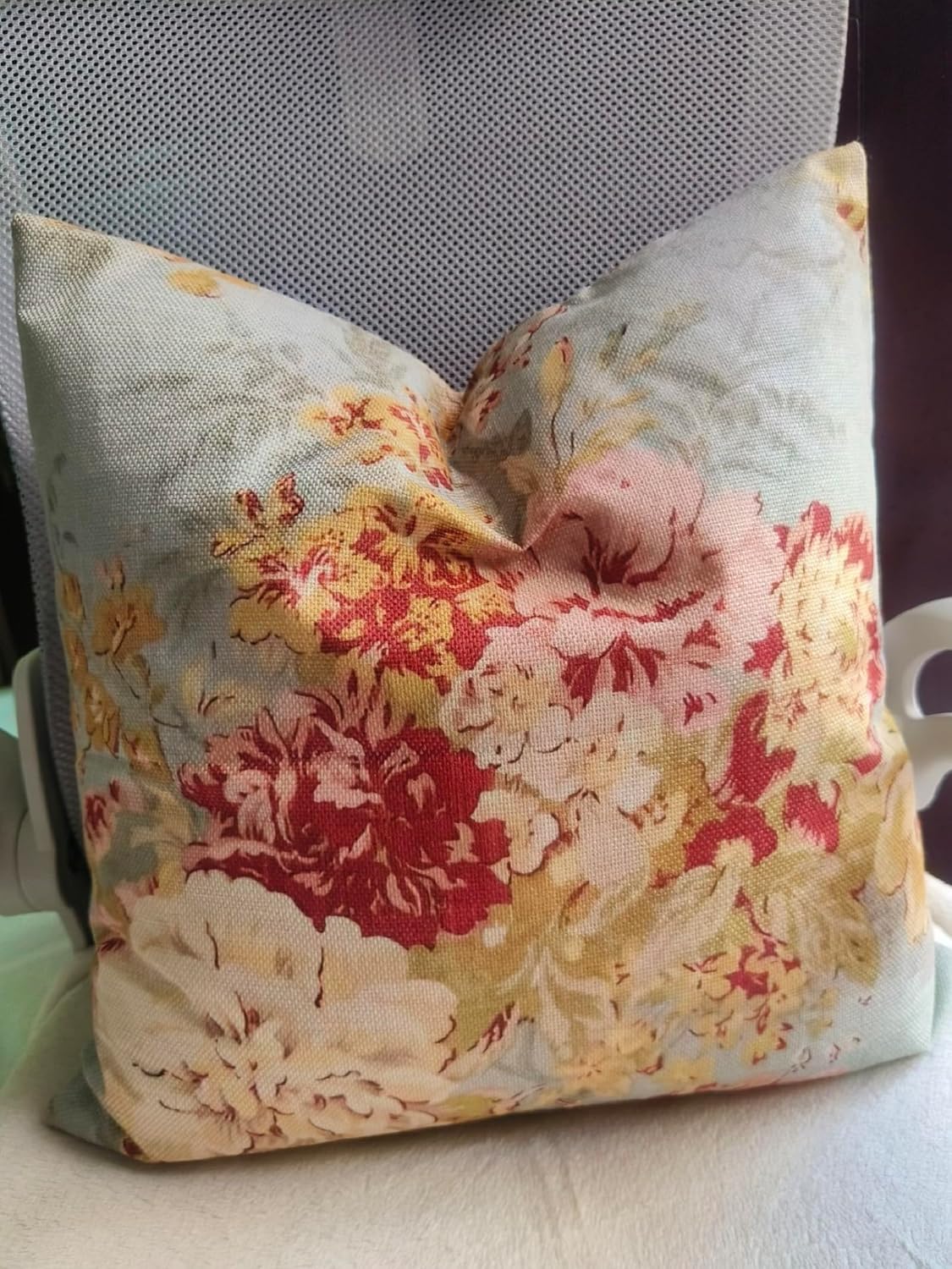 Shabby Chic Decorative Pillow Cover French Country Cottage Blue Decor Floral Farmhouse Linen Throw Pillow Cushion18x18inch Lumbar