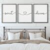 Set of 3 Framed Farmhouse Sweet Dreams Sign 11x14 Above Bed Wall Decor for Bedroom Decor Wall Art Wood Signs (11"x14", Gray)