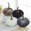 Small velvet pumpkins set of 4, black farmhouse Halloween decor, gray pumpkins for fall decorations, cozy gift idea, pumpkin tray decor(Sm Gray Taupe Ivory Black)
