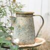 Z BellaDecor Vintage Pitcher Vase Rustic Farmhouse Vase for Flowers Vintage Metal Milk Jug Small Decorative Pitcher Shabby Chic Decor for Home, Kitchen, Bathroom, Gray