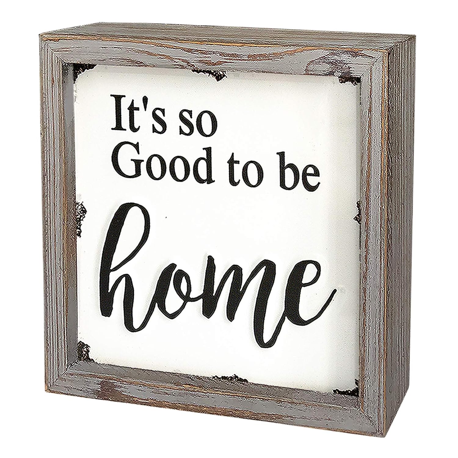 8" X 8" Wooden Home Sign Wall Decor Rustic Embossed Retro Metal and Wood Framed Sign Modern Farmhouse Wall Hanging Art Family Sign Home Dcor, Its so Good to be home