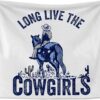 Knibe Horse Cowgirl Western Tapestry - 50x60 Inch Wall Art for Home Decor, Country Room Decor for Teen Girls and Women, Blue
