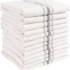 KAF Home Farmhouse Kitchen Towels - Classic Stripe Kitchen Dish Towels - Set of 12 Kitchen Hand Towels Cotton - Durable & Reusable Dish Cloth - Ideal for Cooking, Cleaning, & Dining(Charcoal,15x25)