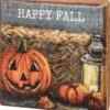 Primitives By Kathy Happy Fall Home Dcor Block Sign, 4-inch Square